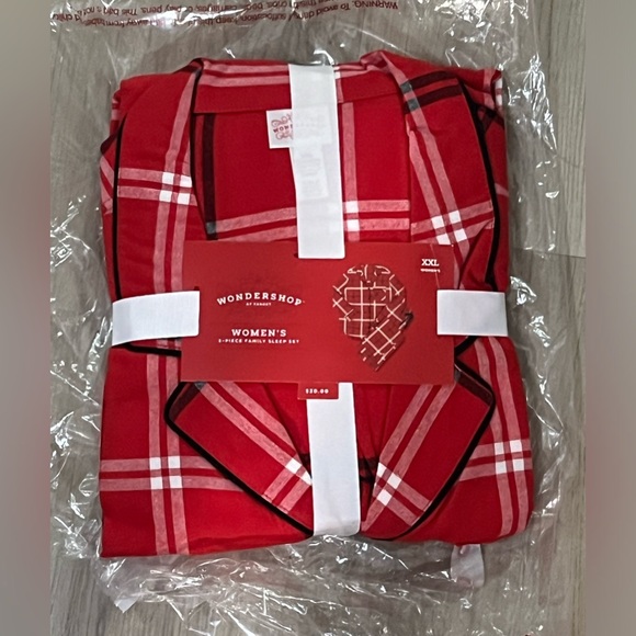 Women's Plaid Flannel Matching  Pajama Set - Wondershop Red XXL NEW MSRP $30 - Picture 2 of 6